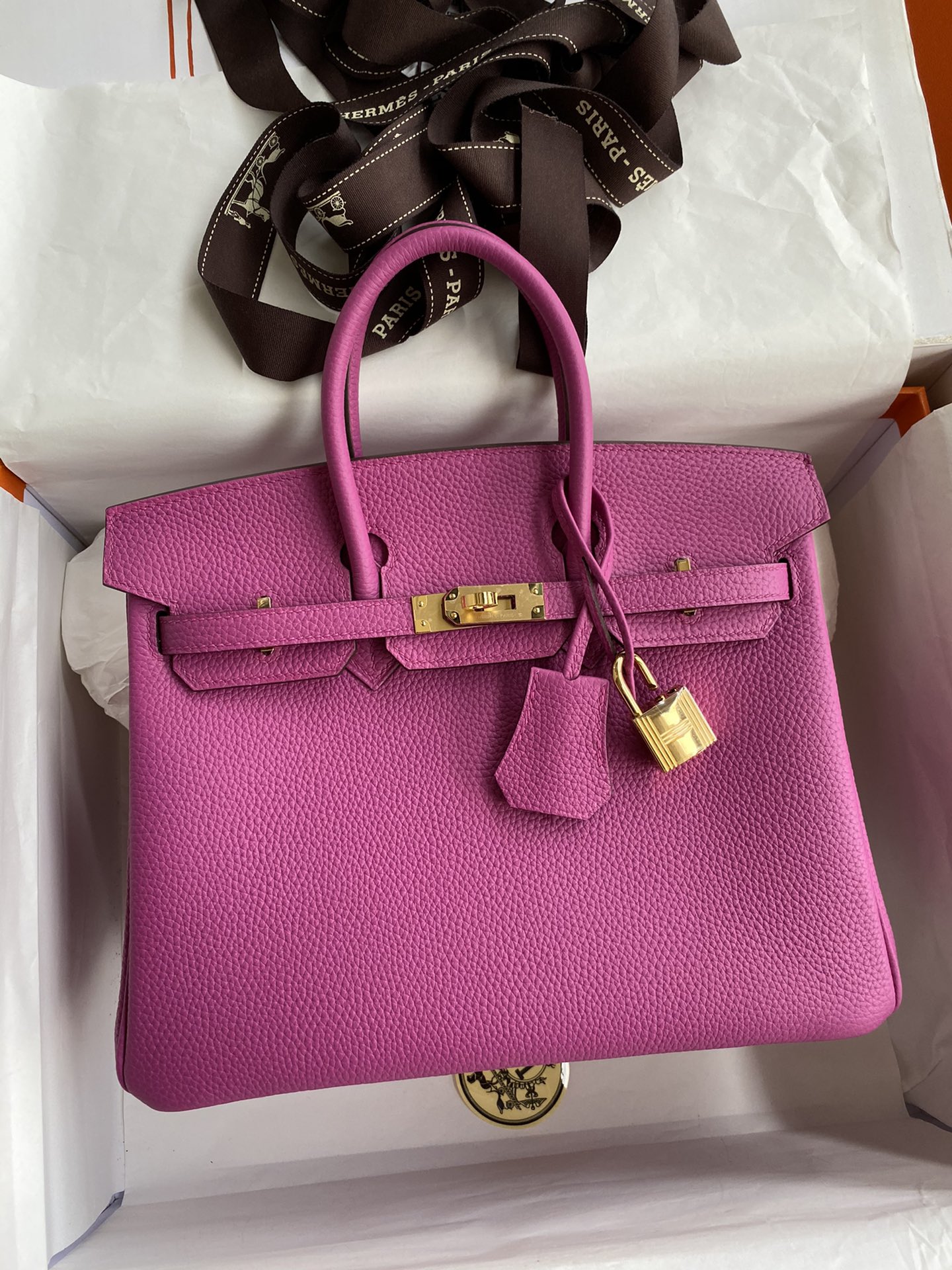 Hermes Birkin 25CM Togo Leather Handbag Cyclamen